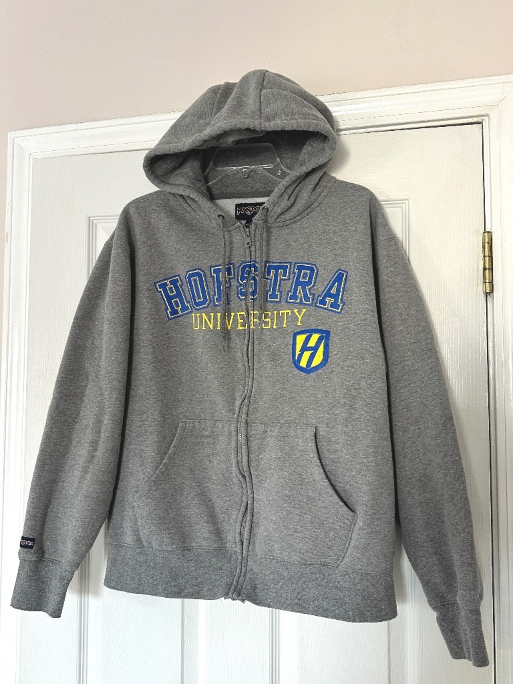 Unisex Hofstra University Zip Up Hoodie Grey Size Large